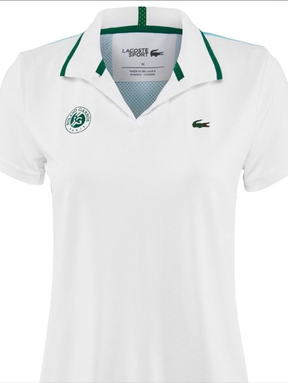 Lacoste White Polo with Green Trim and Crocodile Logo